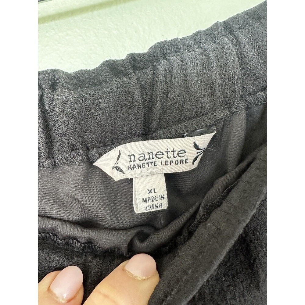Nanette Lepore Skirt Size XL Black Tiered Midi Flowy Boho Church Office Modest - Picture 4 of 7